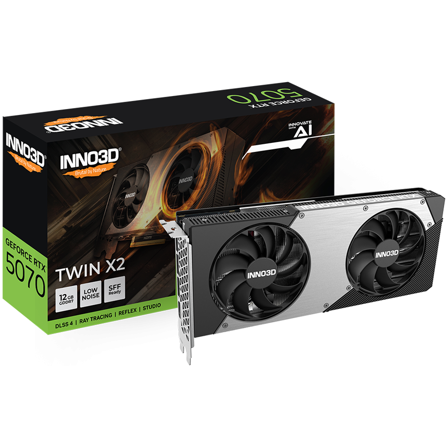INNO3D GeForce RTX 5070 Twin X2 12GB GDDR7 grafična kartica, PCIe 5.0, 1xHDMI 2.1b, 3xDisplayPort 2.1b