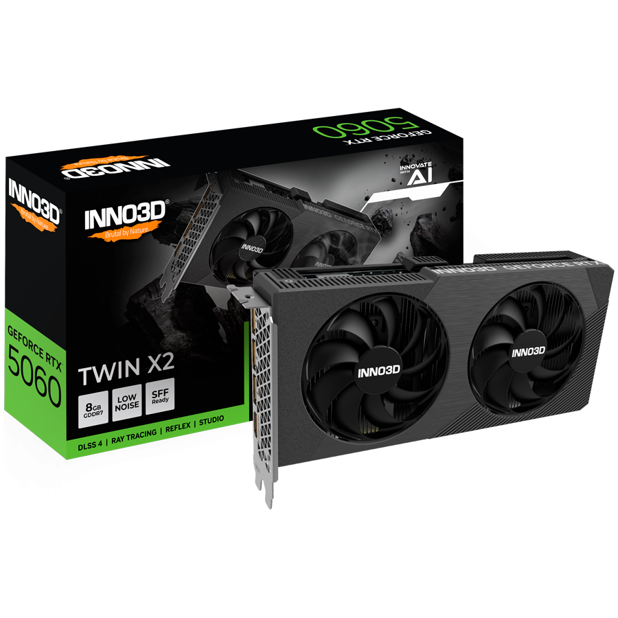 INNO3D GeForce RTX 5060 Twin X2 8GB GDDR7 grafična kartica, PCIe 5.0, 1xHDMI 2.1b, 3xDisplayPort 2.1b